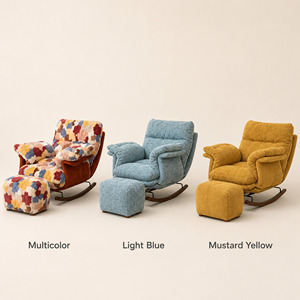 Fauteuil à bascule moderne rembourré avec repose-pieds, chaise longue à bascule rembourrée pour salon, housse amovible, confort doux - Product Image 5