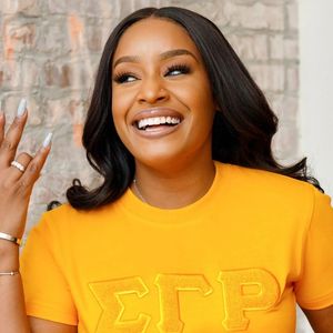 Solid <b>Gold</b> Chenille Tee Sigma Gamma Rho Sorority Apparel Greek <b>Letters</b> Embroidered <b>Gold</b> College Style Chenille Shirt - Product Image 2
