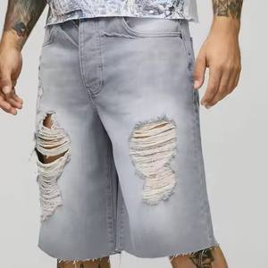 Organique 100% coton Denim lourd Baggy court hommes fermeture éclair braguette droite tissage coupe ample solide fabricant sur demande du client - Product Image 1
