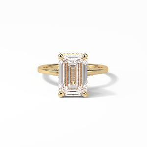 Anillo de Compromiso y Matrimonio de Oro Blanco de 14K con Moissanita Incolora de Corte Esmeralda de 3.10 Ct en Forma de Corazón con Engaste Pavé - Product Image 1