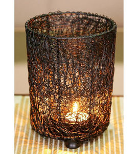 Indien fait à la main créatif Vintage fil métallique chandelier décoration de la maison bougeoir maison décorer noir enduit forme ronde - Product Image 1