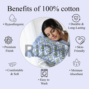 Juego de Fundas de Almohada Lumbar Estilo Occidental con Volantes Florales Azul Costero 12x20, Estampado a Mano en Algodón, Tamaño Personalizado, Extraíbles y Lavables - Product Image 4