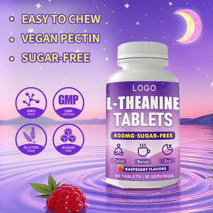新しいL-テアニンとカフェインサプリメント無糖ビタミンB6 B12 D3 5-htpマグネシウムL-テアニンタブレット気分睡眠サポート - Product Image 4