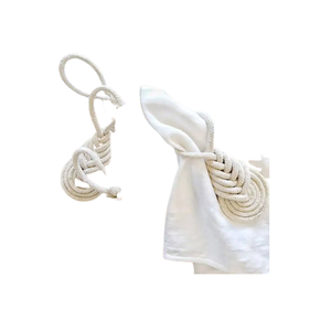 การออกแบบที่ดี Macrame ชุดแหวนผ้าเช็ดปาก 6 Boho มือถักผู้ถือผ้าเช็ดปากผ้าฝ้าย Macrame สําหรับงานแต่งงานและบ้าน - Product Image 1