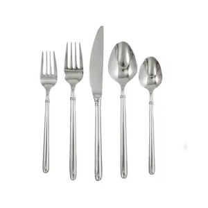 Couverts plaqués or de banquet de mariage en acier inoxydable avec cuillère et fourchette réutilisables à manche rond épais design - Product Image 2