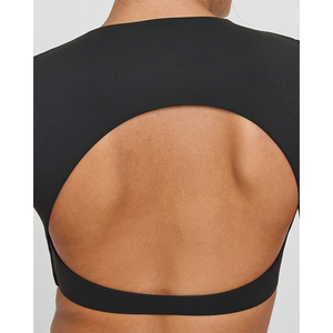 เสื้อครอปสำหรับผู้หญิงสีดำเนื้อนิ่มระบายอากาศได้ดีเสื้อครอปแขนสั้นผ้าฝ้ายพิมพ์ลายยืดได้เนื้อนิ่ม - Product Image 6