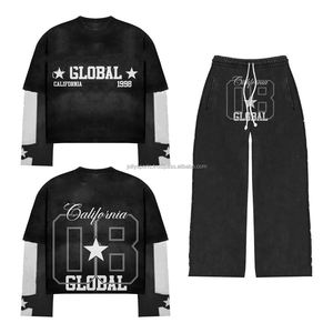 2025 nouveau haute qualité adulte survêtements hommes et femmes survêtements survêtement 2 pièces strass soleil délavé sérigraphie logo - Product Image 3