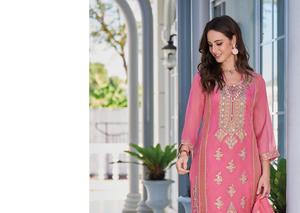 Présente un nouvel organza lourd avec broderie fantaisie et un costume en soie de travail pour femmes - Product Image 3