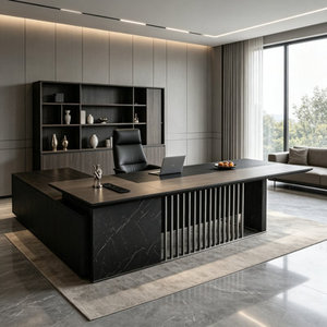 Modern L-Shaped Executive <b>Desk</b> Engineered Wood <b>Height</b> <b>Adjustable</b> Power Ready for Office & Home Study - Product Image 1