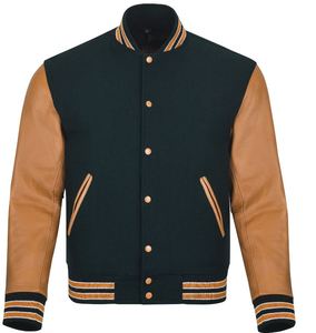 Premium Quality <b>Men's</b> Letterman <b>Bomber</b> <b>Varsity</b> <b>Jacket</b> Genuine Cowhide Leather Waterproof Windproof Breathable Vintage - Product Image 3