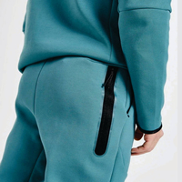 Ensemble de survêtement technique pour homme, sweat à capuche zippé intégral et pantalon de jogging, 69% coton, 31% polyester, bleu zinc, grande taille