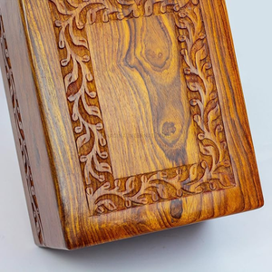 Urnas de madera decorativas talladas a mano de palisandro Premium auténticas con tallas de borde urnas de madera conmemorativas para seres queridos - Product Image 1