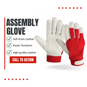 ถุงมือป้องกันสำหรับอุตสาหกรรมทำจากหนังแพะทำจากวัสดุกันไฟช่วยป้องกันแขน - Product Image 4