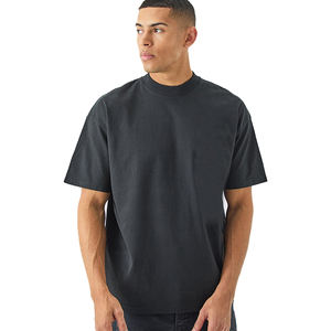 Camiseta de Algodón Grueso de 230 Gramos, Color Gris Oscuro, Manga Corta, Silueta Holgada con Hombros Caídos, Cuello Redondo, Estampado, 100% Algodón Teñido en Hilo - Product Image 1