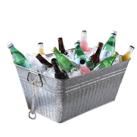 Refroidisseur à vin en métal galvanisé en forme de bateau avec pelle – Bac à boissons décoratif écologique fait main pour la maison et les fêtes