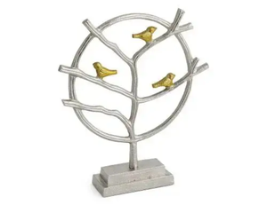 ของตกแต่งทรงต้นไม้ไม้จริงพร้อมฐานไม้ แต่งด้วยโลหะสไตล์วินเทจ เหมาะสำหรับตกแต่งบ้านและเทศกาลคริสต์มาส - Product Image 4