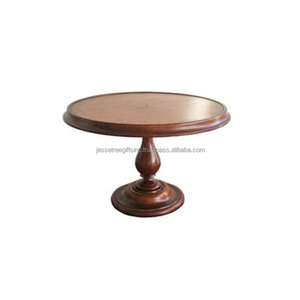 Support à gâteau de luxe en bois avec finition polonaise en bois naturel forme ronde Design moderne qualité authentique pour servir en fête - Product Image 4