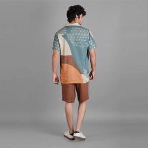 Chemise en lin à col cubain pour hommes classiques et élégants Tenues décontractées d'été et vêtements de vacances à la plage Taille 6XL Tissu en soie de flanelle - Product Image 2