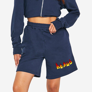 Dernière conception 2025 short pour femme short boxy avec logo imprimé DTF de haute qualité avec poches latérales short sans corde pour femme - Product Image 4
