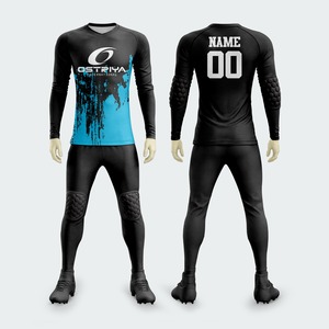 Ensemble de maillot et pantalon de football personnalisé pour adulte avec manches longues rembourrées pour gardien de but, uniforme d'entraînement, logo frontal, découpe automatisée - Product Image 1