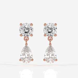 Boucles d'oreilles pendantes en diamant de laboratoire taillé portugais, or 14 carats, forme goutte d'eau, pour occasions de mariage - Product Image 4