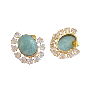 ต่างหูสตั๊ดสุดหรูประดับด้วยอัญมณีล้ำค่าเคลือบโทนสีทองและเครื่องประดับคุณภาพระดับพรีเมียม - Product Image 3