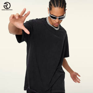 เสื้อยืดแฟชั่นสั่งทำได้สำหรับผู้ชายเสื้อโอเวอร์ไซส์เปิดไหล่ไฮสตรีท305หนักทำจากผ้าฝ้าย GSM 100% - Product Image 5