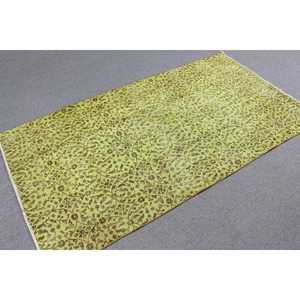 Tapis vintage 3,6 x 6,7 pieds, tapis turc oriental vert en laine - Product Image 2