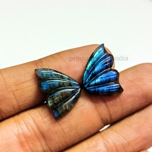 Azul llamativo labradorita mariposa forma tallada piedra preciosa labradorita Natural mariposa tallada para la fabricación de joyas al por mayor a granel - Product Image 2