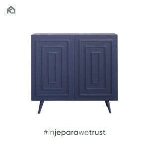 Aparador de Madera de Teca Azul Marino Ecológico y Duradero, Tallado a Mano, con Estantes Ajustables, Versátil como Mueble para TV - Product Image 4