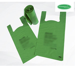 Fabricant vietnamien Vente en gros T-shirt écologique recyclable à fermeture éclair Sacs à provisions en plastique avec taille et couleur personnalisées - Product Image 4