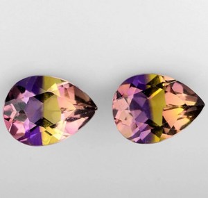 Piedra preciosa de ametrino natural 3.400 Cts gema limpia bicolor ametrino natural corte de pera 2 piezas anillo de ametrino de piedras preciosas sueltas precios bajos - Product Image 2