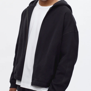 Sudadera con capucha personalizada con cremallera, 100% algodón, sudaderas con capucha para hombre, sudaderas de felpa con cremallera completa. - Product Image 5