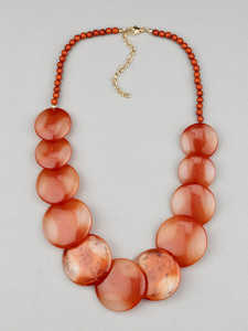 Bold Orange Résine Perle Collier À La Main Ronde Déclaration Bijoux Léger Chunky Collier pour Femmes À La Mode Pièce - Product Image 3