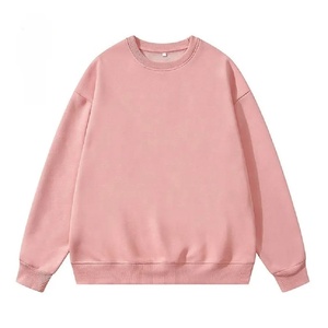 เสื้อสเวตเตอร์คอตตอนคอกลมของผู้ชายทรงโอเวอร์ไซซ์เสื้อครอปแบบสตรีทแวร์ผ้าคอตตอนไม่ทอสีพื้นสำหรับฤดูหนาวโลโก้ออกแบบได้ตามต้องการ - Product Image 1