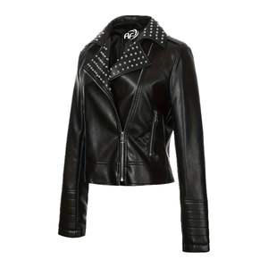 Steampunk Rock Rivet Veste en cuir pour femme Slim Short Streetwear Gothique Broderie Pu Cuir Locomotive Manteau Femme - Product Image 3