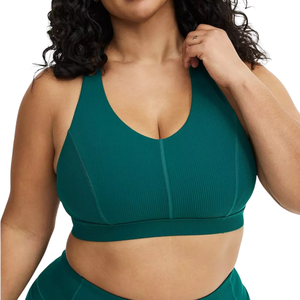 Soutien-gorge de sport pour femmes grandes tailles, soutien-gorge de yoga à maintien élevé, torsion en nylon/coton, séchage rapide, extensible, doux, haut de sport actif, vêtements de sport - Product Image 5