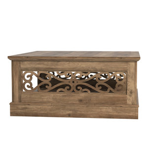 Mesa de Centro Moderna de Madera Sólida Ecológica con Panel Decorativo Tallado a Mano para Muebles de Sala de Estar Estilo Rústico - Product Image 4