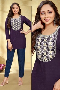 Tela de rayón elegante de viscosa pesada con bordado blanco Moti Work para ropa india y pakistaní - Product Image 4