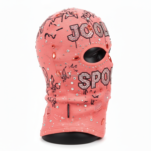 Pasamontañas para Mujer, Tejido de Punto Elástico Suave de 260 GSM, Color Rosa con Pedrería, Logotipo Personalizado Termoadhesivo, Pasamontañas de Alta Calidad - Product Image 3