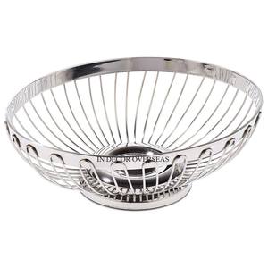 Heavy Duty <b>Metal</b> Wire And Acacia Wooden Made Unique Fancy Designer Food And Other Items <b>Storage</b> <b>Basket</b> From Indian Manufacturer - Product Image 2