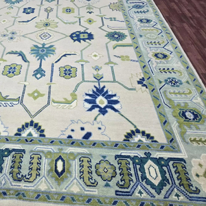 Alfombra de oración Oushak de marfil melocotón hecha a mano antigua alfombra de algodón con patrón abstracto para el hogar sala de estar o juegos de alfombras de oración - Product Image 5