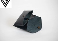 Dompet Kartu Kulit Anti-RFID Mewah, Ramping, Elegan, Tahan Lama, Ringan, Multifungsi, Desain Modern, Kancing Pendek