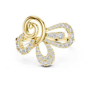 แหวนเพชรทรงกลมสีเหลืองทอง 14K สำหรับผู้หญิง |   ชุดออกงาน |   เพชรที่เพาะเลี้ยงใหม่ - Product Image 1