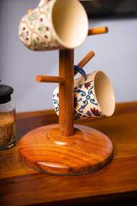 Handmade Luxury Solid Wooden <b>Mug</b> Rack <b>Tree</b> Stand Eco-Friendly Cup Organizer with Customizable Options for Home Use - Product Image 3