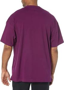 Camiseta de microfibra de algodón 100% de gran tamaño para hombre, manga corta de alta calidad, cuello redondo, patrón sólido, impresión personalizada en línea - Product Image 2