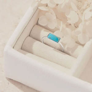 Bague en argent sterling plaqué laiton avec pierre précieuse vintage pour femme, sertie à la main, 12x18 mm, larimar naturel certifié IGI, HARI OM - Product Image 2