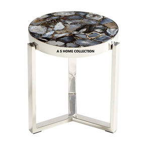 Table d'appoint polonaise brillante de forme ronde en métal d'acier inoxydable pour des meubles de chambre à coucher de salon la plus haute qualité - Product Image 1