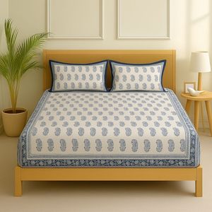 Vente en gros 200TC 3 pièces bloc à main imprimé pur coton indien floral luxe écologique ensemble de draps housse indien artisanal - Product Image 1