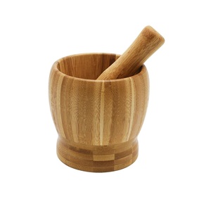 Broyeur à herbes et épices en bois de bambou naturel Bol écraseur Écologique Fait à la main Outil de cuisine - Product Image 5